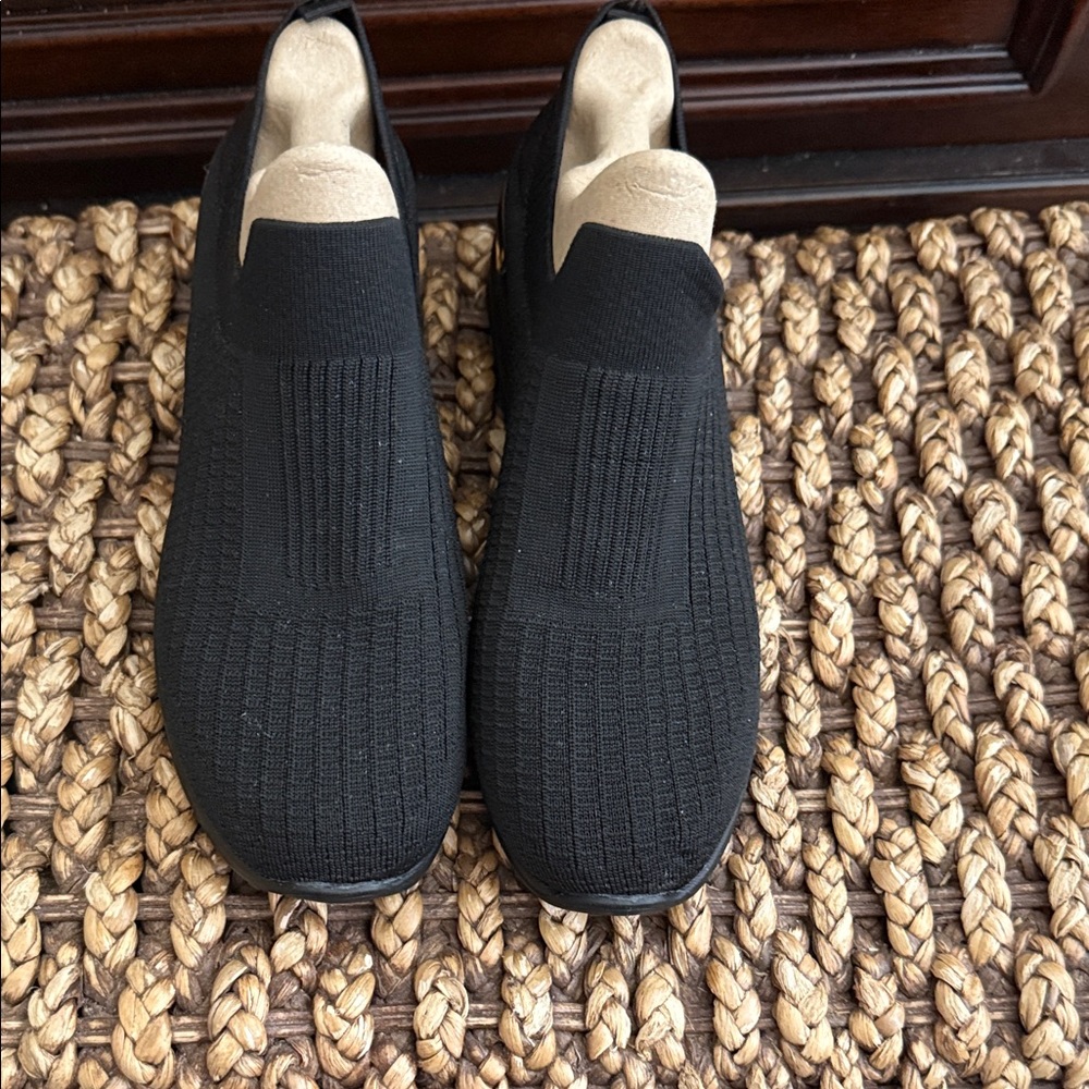 Black Slip-On Shoes with Gold Accent - Picture 3 of 5